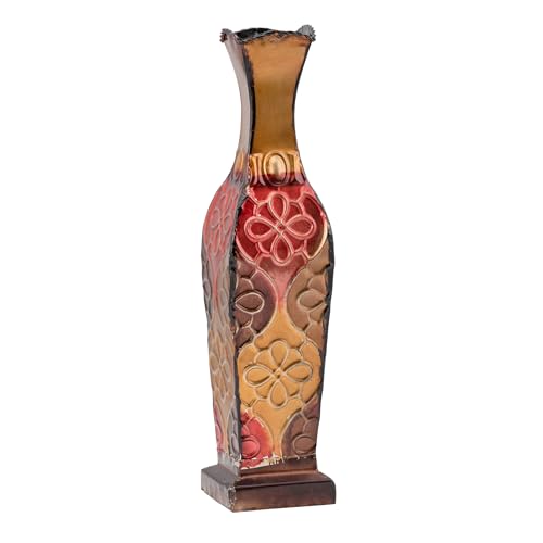 Elements Embossed Metal Floral Decorative Vase, 17-Inch - 5154494