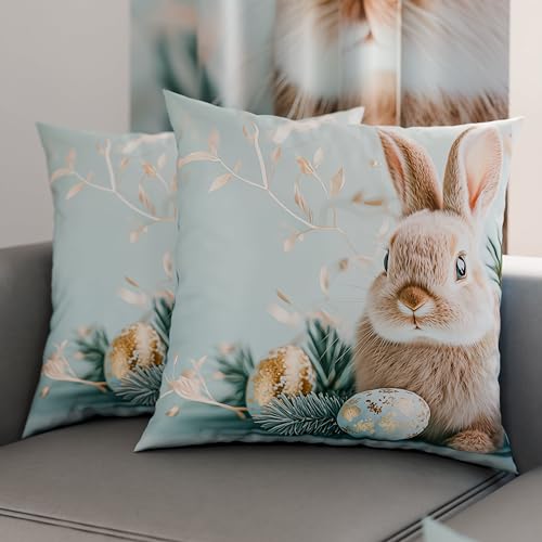 PETTI Artigiani Italiani - Set of 2 Easter Cushion Covers 60x60 cm in Microfibre, Easter Decorative Cushions for Bedroom, Sofa and Living Room, 2 Decorative Pillow Covers, 100% Made in Italy