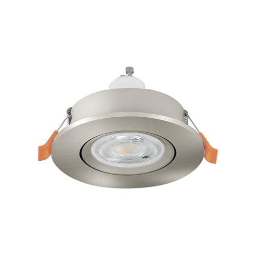 Eglo LED Recessed Spotlight Barranco, Ceiling Spot for Living Room, Adjustable Light in Silver Plastic, Neutral White, Including GU10 Bulb