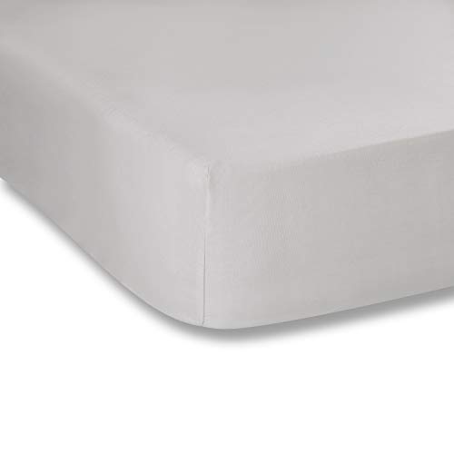 Plain Dyed Silver Fitted Sheet 180x200 100% Cotton Percale