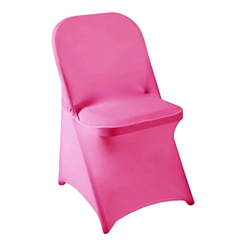 Howhic Folding Chair Covers 12pcs, Fuchsia Universal Spandex Covers for Wedding, Party, Banquet, Conference (Stretchy Fitted)