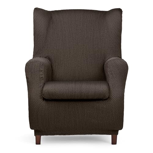 Eysa Luz Elastic Sofa Cover for Wingback Armchair Brown