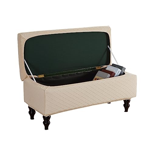 FUANGUI Ottoman Cover Slipcovers Rectangular Folding Stretch - Storage Bench Footrest Sofa Stool Covers Footstool Protector with Elastic Bottom, Removable Washable,Medium