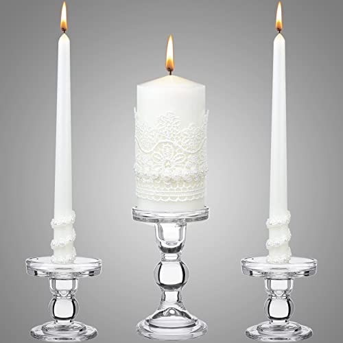 Irenare Unity Candles with Holder for Wedding Ceremony Wedding Decortions Accessories Glass Candle Holder Pillar Candle for Formal Events Church(Classic Style)