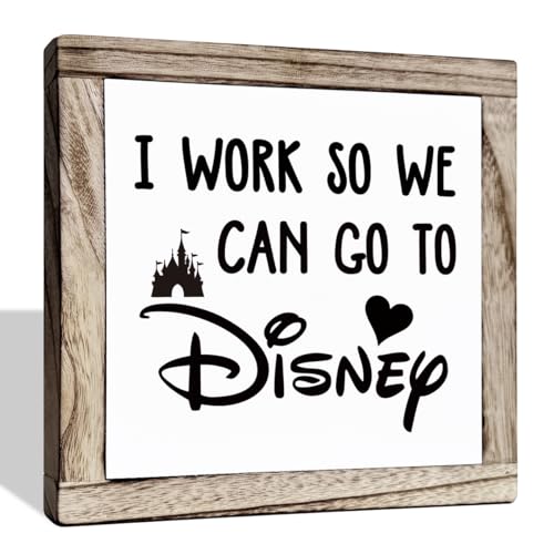 Inspirational Wood Signs, Box Wood Plaques Desk D??cor, Decorative Plaques and Signs, Rustic Office Decor Art, Motivational Office Desk Decor, Farmhouse Home Decor, I Work So We Can Go to Disney A