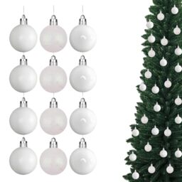 30mm/12Pcs Christmas Baubles Shatterproof White, Christmas Tree Decorations Ball Ornaments Balls Xmas Hanging Decorations Holiday Decor - Shiny,Matte,Glitter
