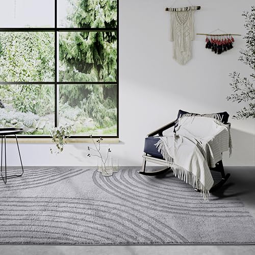 Elle Decor ation High Pile Pigment Rug - Modern Living Room Rug, Long Pile Shaggy, Modern Pattern, Fluffy Soft Boho for Living Room, Bedroom - Light Grey, 80 x 120 cm