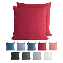 Komfortec 100% cotton cushion covers, set of 2, 50 x 50 cm, super soft premium jersey pillowcase, 150 g/m², cushion cover, aurora red