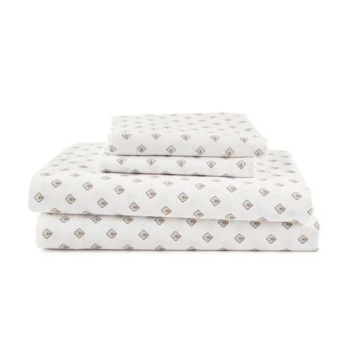 MARTEX 225 Thread Count Cotton Rich 3 Piece Twin Bed Sheet Set - Twin Sheet Set - 1 Fitted Sheet, 1 Flat Sheet, 1 Pillowcase - Soft – Durable – Wrinkle Resistant White Sheet Set (Twin, White)