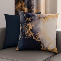 PETTI Artigiani Italiani - Pair of Pillow Cases 80 x 80 cm in Microfibre, Cushions for Bedroom Furniture, Sofa, Living Room, Set of 2 Cushion Covers, Marble Blue Pillowcase, 100% Made in Italy