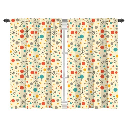 "Worltoldb Mid Century Kitchen Curtains Cafe Curtains for Bathroom Dining Room Living Room Pocket Window Drapes 2 Panels Set 28""x36"""