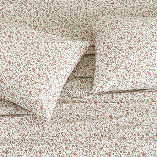 "DAUAOTO Cotton Sheets Set Twin XL Printed Bedding Sets, Up to 14"" Deep Mattress, Pink Tiny Foral Pattern Bedlinen for Twin Extra Long Bed"