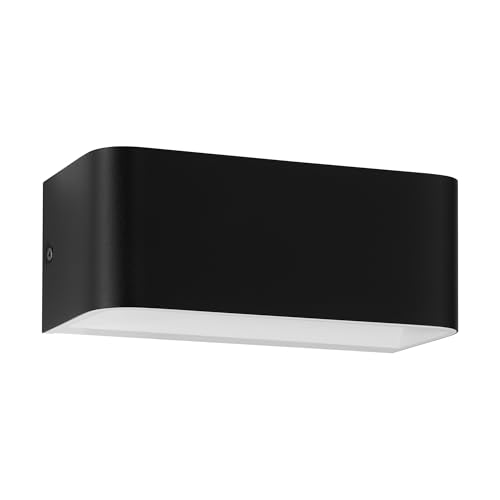 Eglo LED wall Light Sania 4, Indoor wall uplighter downlighter, wall lamp Made of Aluminium in Black and White, wall Spotlight for Hallway and Living Room, Warm White, 20 x 8 cm