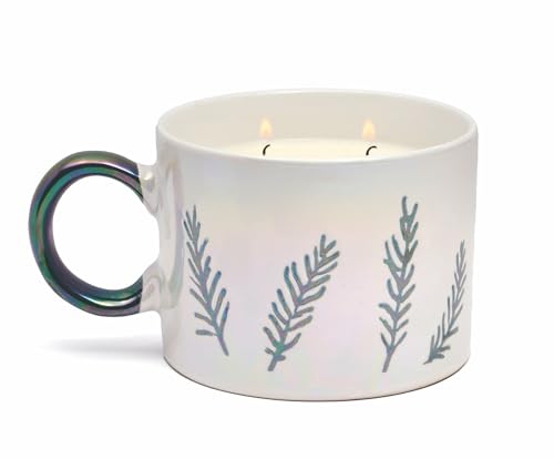 Paddywax Holiday Candles Cypress & Fir 2-Wick Scented Candle in Reusable Ceramic Mug, 226g, White