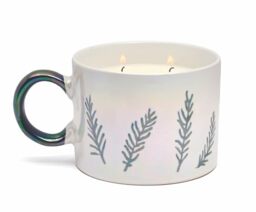 Paddywax Holiday Candles Cypress & Fir 2-Wick Scented Candle in Reusable Ceramic Mug, 226g, White
