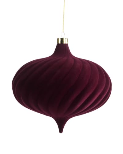 Burgundy Spiral Velvet Christmas Bauble 20 cm, Extra Large Tree Ornament