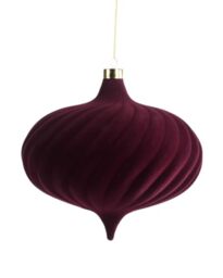 Burgundy Spiral Velvet Christmas Bauble 20 cm, Extra Large Tree Ornament