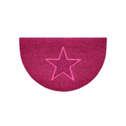 Nicoman Embossed Halfmoon Half Circle Door Mat Dirt-Trapper Jet-Washable Doormat 70x44cm (Pink, STAR Shape) - Use Indoor or Sheltered Outdoor