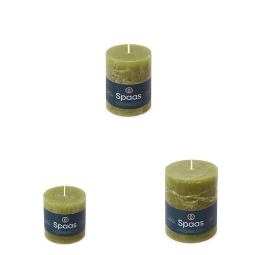 Spaas Rustic Pillar Candle 70/70mm (25h), 70/95mm (35h) and 80/110mm (65h), Olive Green