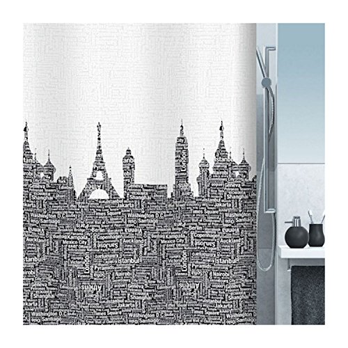 Spirella Textile Shower Curtain Urban in Black, 120 x 200