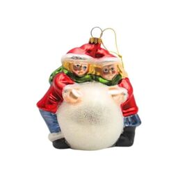 Dekohelden24 Lauscha Lauscha Christmas Tree Decoration Christmas Tree Baubles Glass Ornament as a Pair of Children Winter Children 10 x 7 x 12 cm