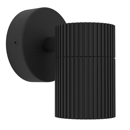 Eglo Wall Lamp Outdoor Tomelloso, Exterior Lighting for House Wall, Wall-Mounted Light with Downlight, Aluminium Mounted Fixture in Black, GU10 Socket, IP44