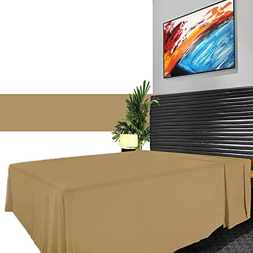 GC GAVENO CAVAILIA Non Iron Plain Dyed Percale Flat, Soft Polycotton Sheets, 180 Thread Count Easy Care Bedding, Mocha, King