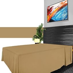 GC GAVENO CAVAILIA Non Iron Plain Dyed Percale Flat, Soft Polycotton Sheets, 180 Thread Count Easy Care Bedding, Mocha, King