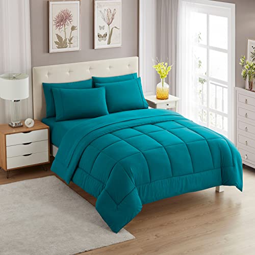 Sweet Home Collection Ultra Soft Down Alternative Set & Luxurious Bed Sheets, Polyester, Teal, Full
