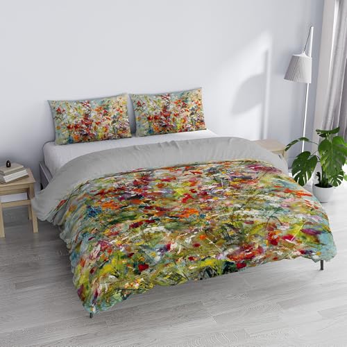 SD20 Double Duvet Cover Set, 100% Cotton, Made in Italy, 250 x 200 cm with Double Flap 50 cm + 2 Pillowcases 50 x 80 cm with Internal Flap, Digital Print