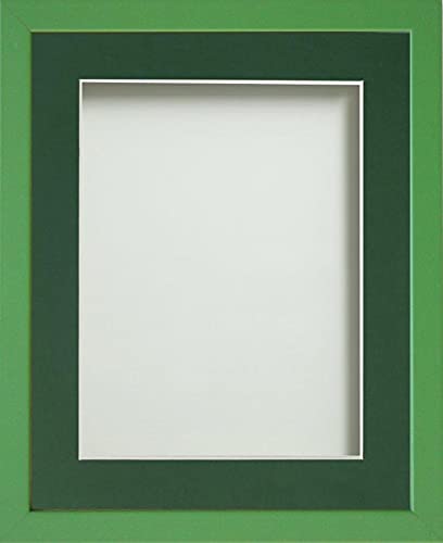 Frame Company Jellybean Range Green Wooden 10x8 inch Picture Photo Frame with Bottle Green Mount for Image 8x6 inch * Choice of Colours & Sizes* Fitted with Perspex