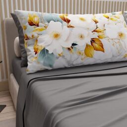 PETTI Artigiani Italiani - Cotton Sheets with Pillowcases in Digital Print, French Quarter Size, Top and Bottom Sheet Set with Corners, Ceramic 01 Dark Grey, 100% Made in Italy