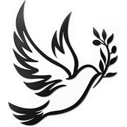 Vivegate Dove of Peace Olive Branch Metal Wall Art – Olive Branches Peace Black Outline White Dove Metal Wall Decor (Large - 38X33 cm, Dove)