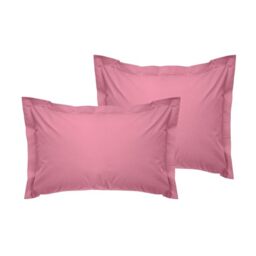 Luxurious Oxford Pillowcase Set (2 Pieces), Dusty Rose, 80 x 80 + 5 cm, 100% Cotton Ranforce, 155 Thread Count - Envelope Closure, Machine Washable at 30°C