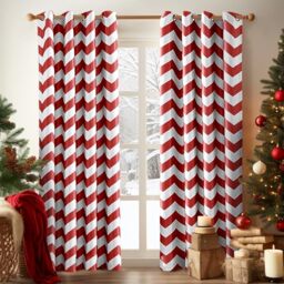 Melodieux Fashion Chevron Curtains for Living Room Dining Room, Darkening Grommet Top Window Drapes Soundproof Thermal Insulated for Bedroom, 84 Inches Long, 52 by 84 Inch, Red (1 Panel)