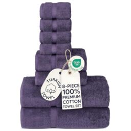 Chakir Turkish Linens - Hotel & Spa Quality 100% Cotton Premium Turkish Towels - Soft & Absorbent (8-Piece Towel Sets, Plum)