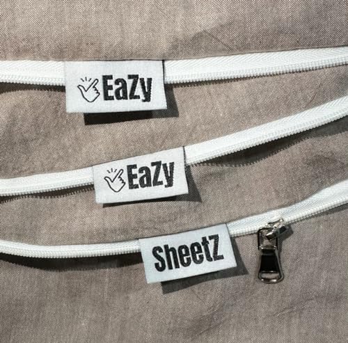 Eazy Sheetz??: Fitted Sheets That Won't Pop Off - Zipper Sheets, Stay-On Sheets, Fitted Zipper Sheets, Zip On Sheet Design (Coffee) Crisp Cotton - Queen Short 60X74X12 (11-13 inch Depth) SHQ12C