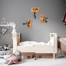 Decorative Wooden Wall Accessory Set (3 Pieces) - Black & Walnut - 50% Wood (3 cm) & 50% Metal (1 mm) - Stylish & Versatile for Home Decor