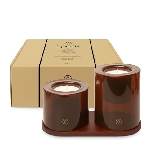 Spaas Giftbox Delight Scented Candles with Wooden Decoration Tray, Nighttime Nostalgia