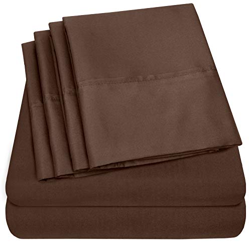 Sweet Home Collection 6 Piece Bed Sheets 1500 Thread Count Fine Microfiber Deep Pocket Set-Extra Pillow Cases, Value, Queen, Chocolate