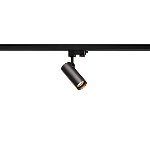 SLV 3-Phase System Light Helia 50 / Spotlight, LED spot, Ceiling spot, Ceiling Light, Track System, Interior Lighting / 3000K 11W 750lm Black 35 Degrees