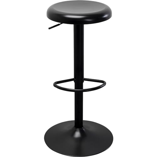 Kare Design Bar Stool Kalea, Black, Height Adjustable 81cm, Steel, Round, Modern, Dining Room Chair, Modern Furniture, Seating for Home Kitchen