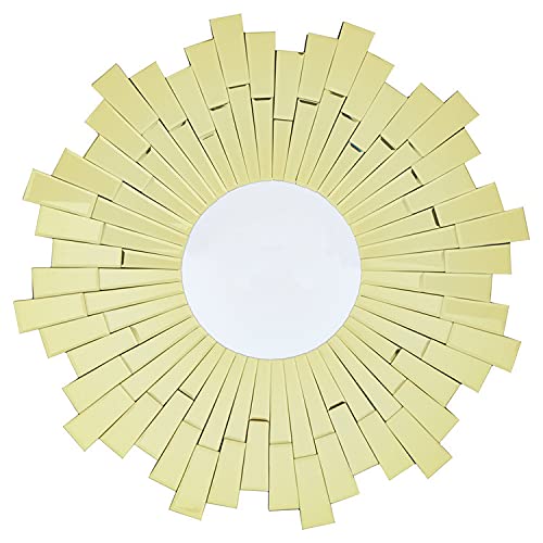 Premier Housewares Wall Mirror Bathroom/Bedroom/Hallway Wall Mounted Mirrors With Matte Gold Finish/Minimalistic Round Mirrors For Living Room 2 x 80 x 80