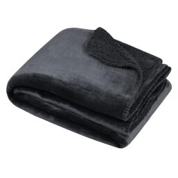 STOF - Plaid - Size 180 x 220 cm - 100% Polyester - Anthracite - Michigan Model - Blanket - Soft Warm Comfortable, Plain