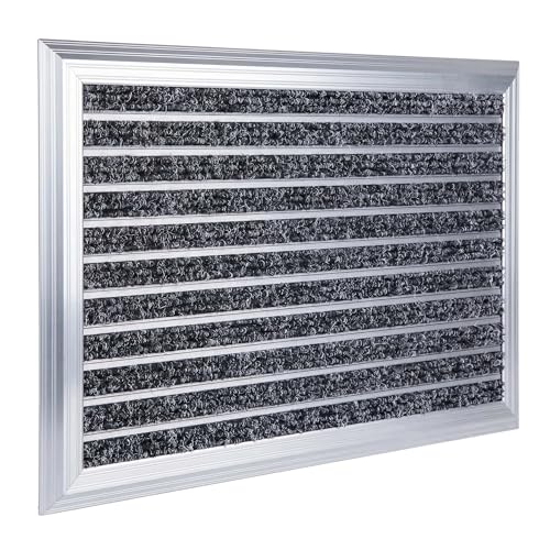 Relaxdays Doormat, 60x40 cm, aluminium frame, weatherproof, non-slip, indoor & outdoor, dirt-trapping, silver