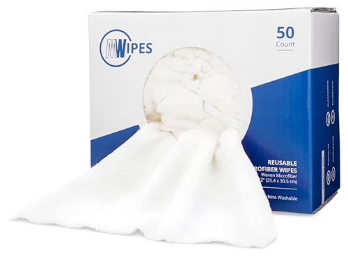 "Mwipes??? 10"" x 12"" Reusable Microfiber Wipes - MWipes1012-White - 50 Per Box (White)"