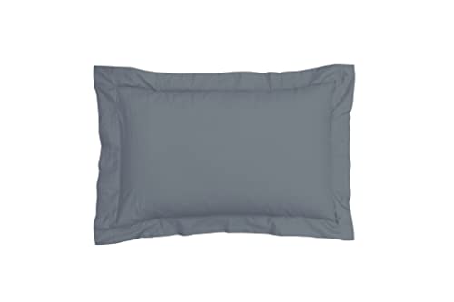 Sleepdown Pillow cases 100% Pure Cotton Pack of Two Oxford Luxury Soft Cosy Pillow Cover Set - Slate - 63 x 89 cm, (5056557501915)