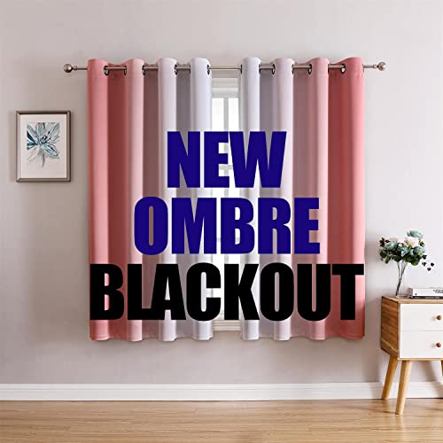 G2000 Blackout Curtains & Drapes for Bedroom Living Room 63 Inch Length Pink and Greyish White Room Darkening Window Treatments Ombre Thermal Insulated Light Blocking Grommet Backdrop 2 Panels Set