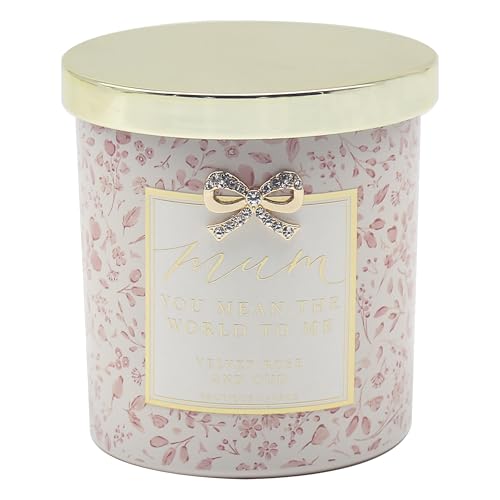 Lesser & Pavey Madelaine by Hearts Design Mum You Mean The World to Me 220g Candle Velvet Rose & Oud for Gifts - Ideal Candles Gifts for Women & Men - Lovely Large Scented Candles for Relaxing Mood