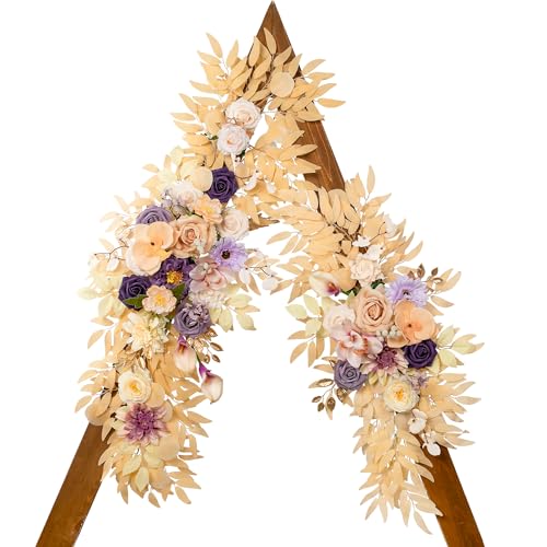 Lisuun Wedding Arch Flowers, Artificial Flowers for Decoration, Large Flower Swag for Boho Styles Wedding Ceremony Floral Decor - Pack of 2